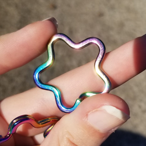 Rounded Star Rainbow Key Rings