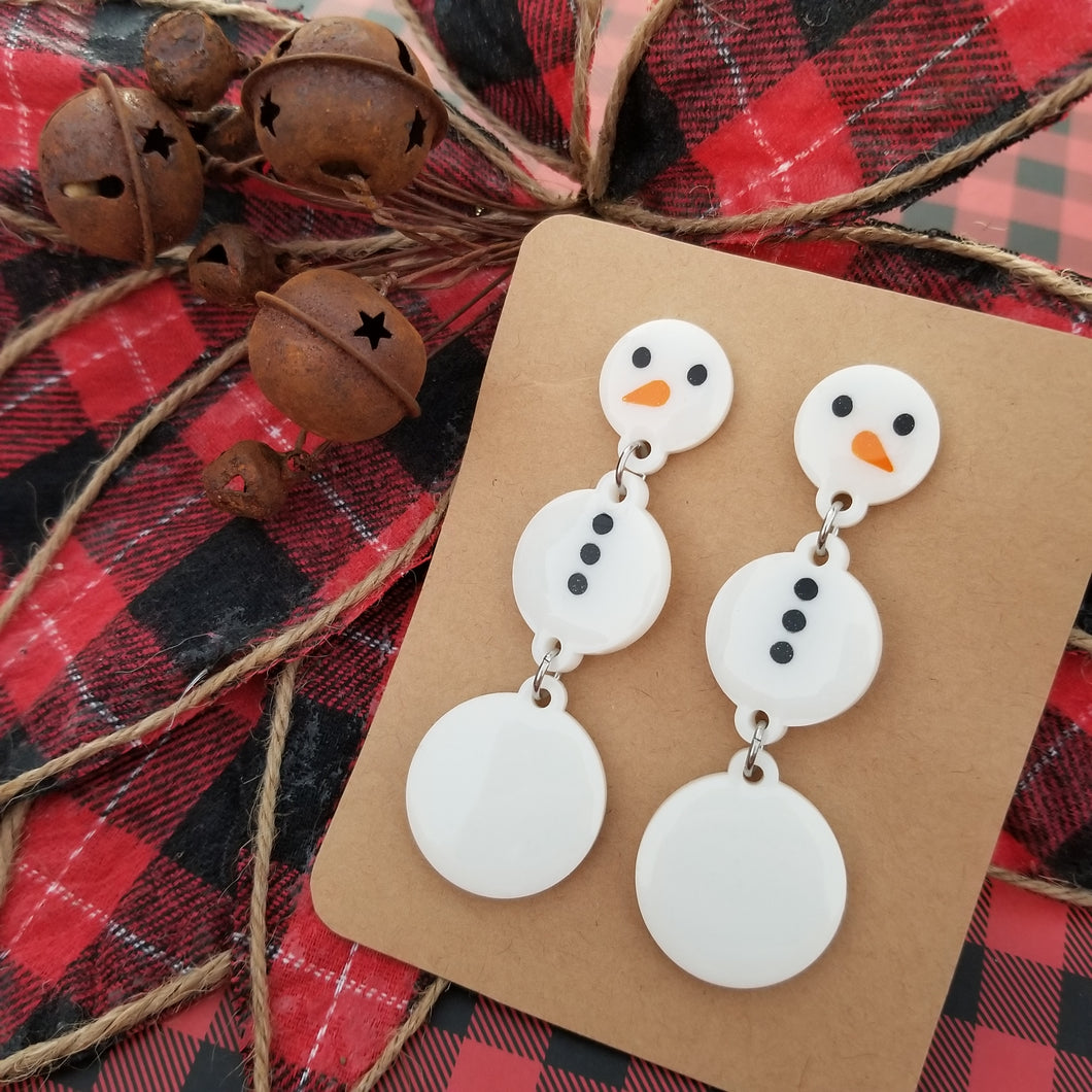 Glittery Snowman Earrings