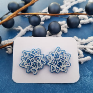 Blue Gift Bow Studs