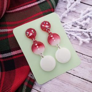 Red Ombre Snowman Earrings