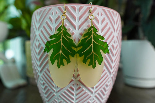 Oak Leaf Acrylic Earrings