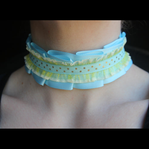 Blue & Yellow Ribbon Choker